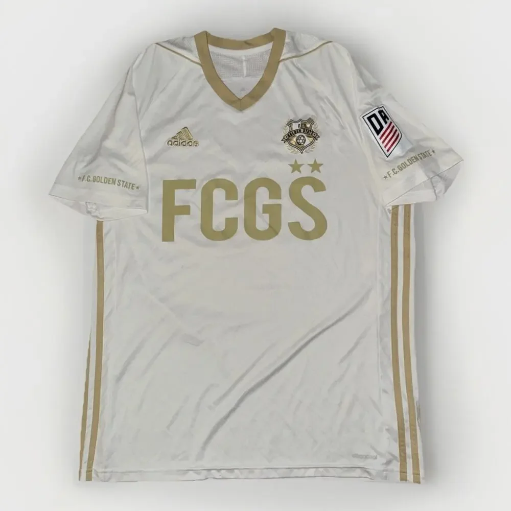 Adidas FC Golden State Soccer Jersey Large 21x23 White Gold